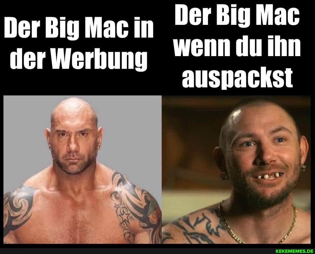 Der Big Mac wenn du ihn auspackst
Der Big Mac in der Werbung