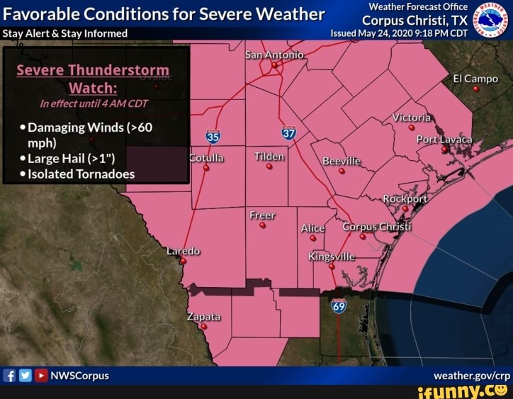 Favorable Conditions for Severe Weather cocoa ET Stay Alert Stay