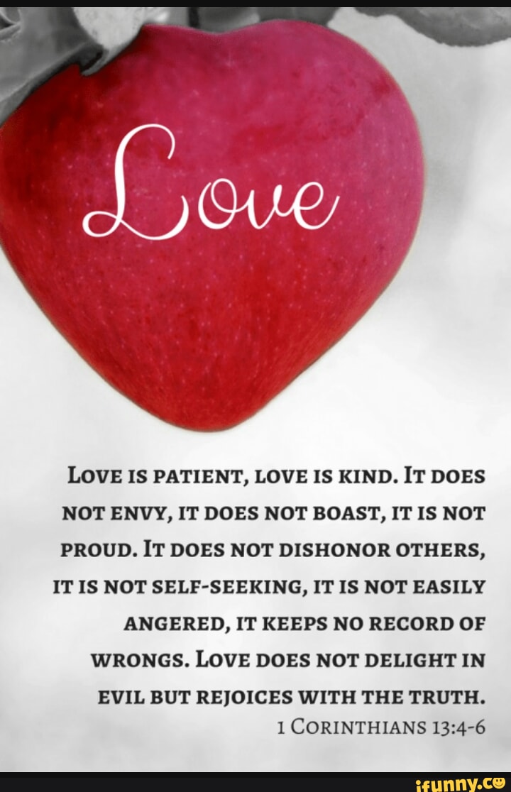 LOVE IS PATIENT, LOVE IS KIND. IT DOES NOT ENVY, IT DOES NOT BOAST, IT ...