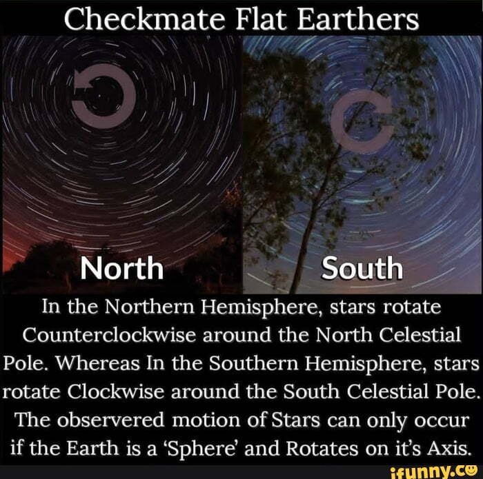 Checkmate Flat Earthers North South In the Northern Hemisphere, stars