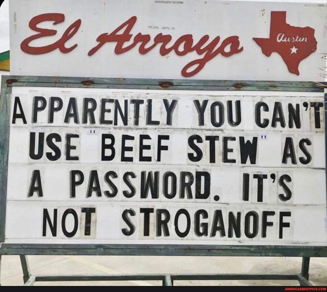 APPARENTLY YOU CAN USE BEEF STEW AS A PASSWORD. IT'S NOT STROGANOFF
