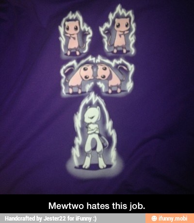 Mewtwo hates this job. - Mewtwo hates this job.