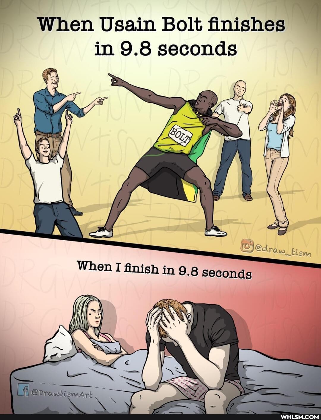 When Usain Bolt finishes in 9.8 seconds