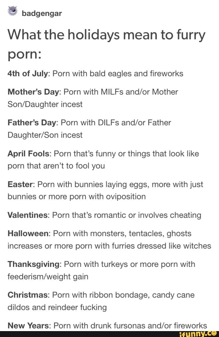 Furry Porn Dildo - Badgengar What the holidays mean to furry porn: 4th of July ...