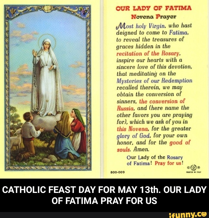 OUR LADY OF FATIMA Novena Prayer Most Holy Virgin, Who Hast Deigned To ...