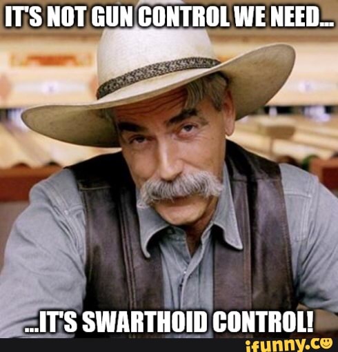 IT'S NOT GUN CONTROL WE WE NEED... IT'S SWARTHOID CONTROL! - iFunny