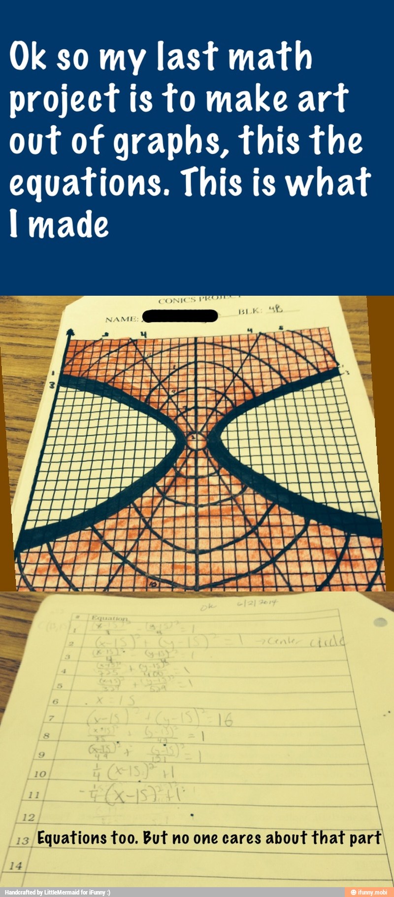 Ok so my last math
project is to make art
out of graphs, this the
equations. This is what