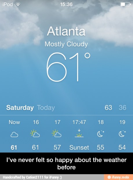 I've never felt so happy about the weather
before - I've never felt so happy about the weather before