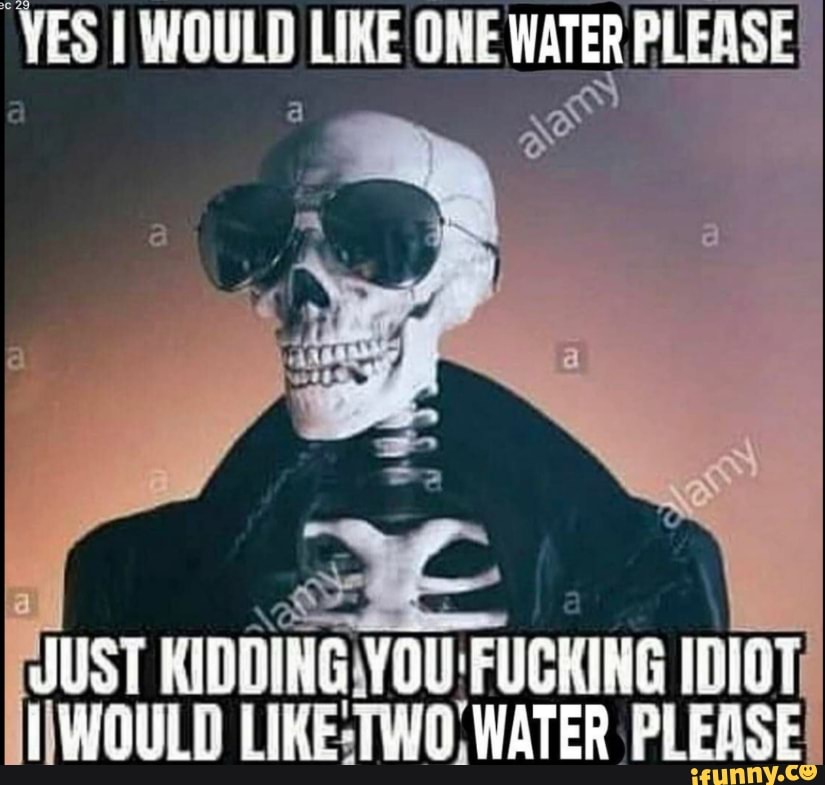 Yes I Like One Water Please Just Fucking Idiot Would Like Water Please