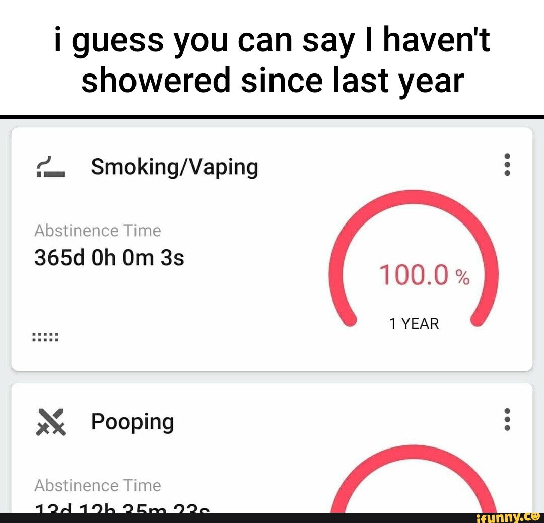 I guess you can say I haven't showered since last year Abstinence Time 365d Oh Om 100.0 1 YEAR