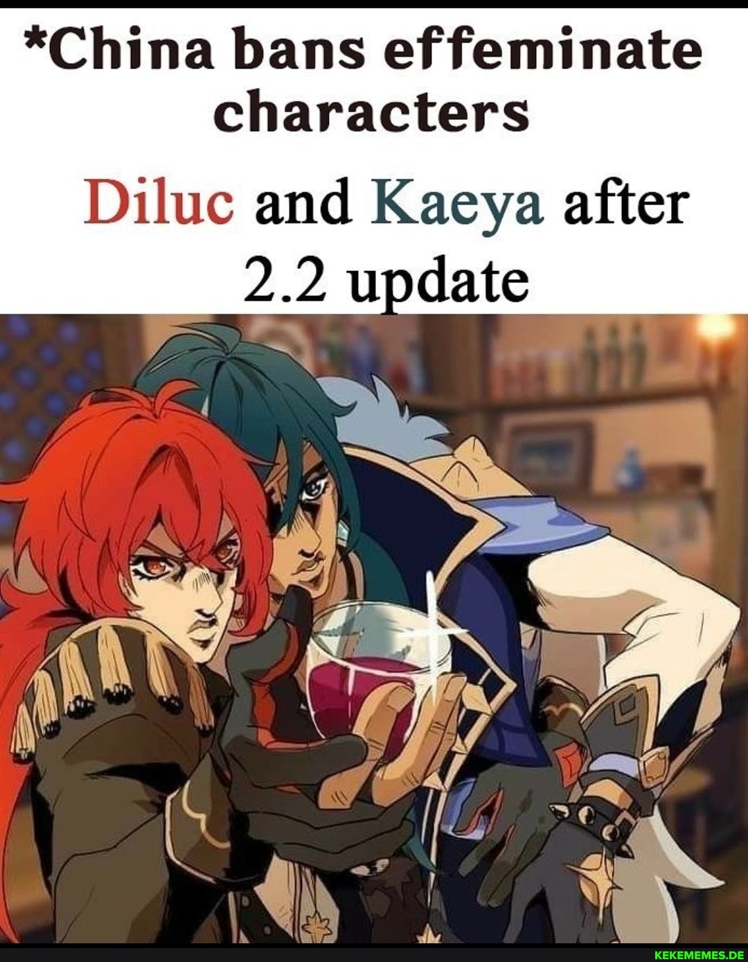 *China bans effeminate characters Diluc and Kaeya after 2.2 update