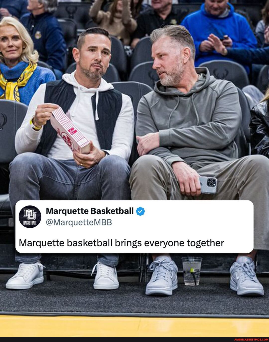 Matt Eberflus and Matt LaFleur in the house for UConn-Marquette 🔥