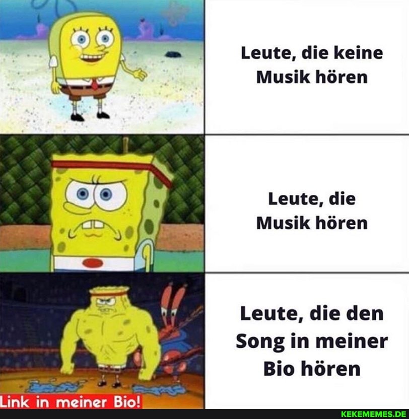 Leute, die keine
Musik hören
Leute, die
Musik hören
Leute, die den
Song in meiner
Bio hören
