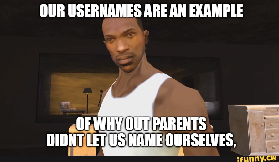 OUR USERNAMES ARE AN EXAMPLE OF WHY OUT PARENTS DIDNT LET US NAME