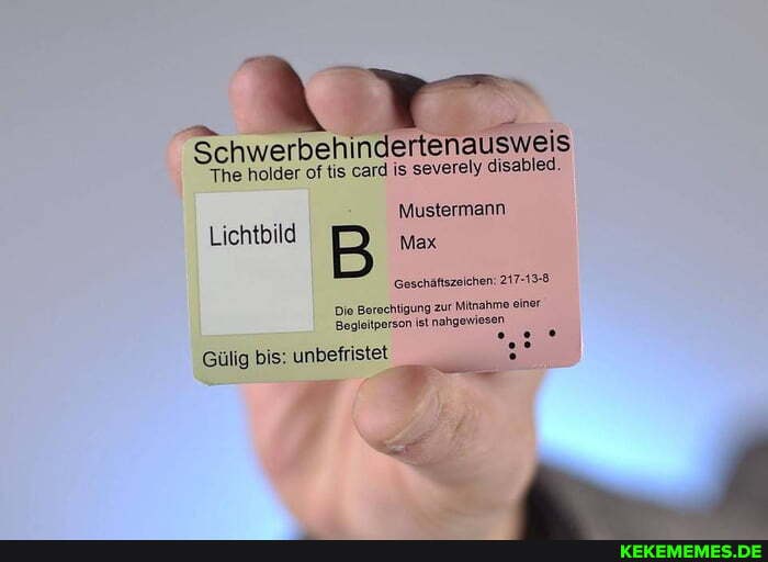 Schwerbehindertenausweis The Holder Oftis Card Is 'severely Disabled ...