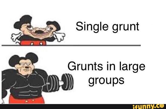 Single grunt
Grunts in large groups