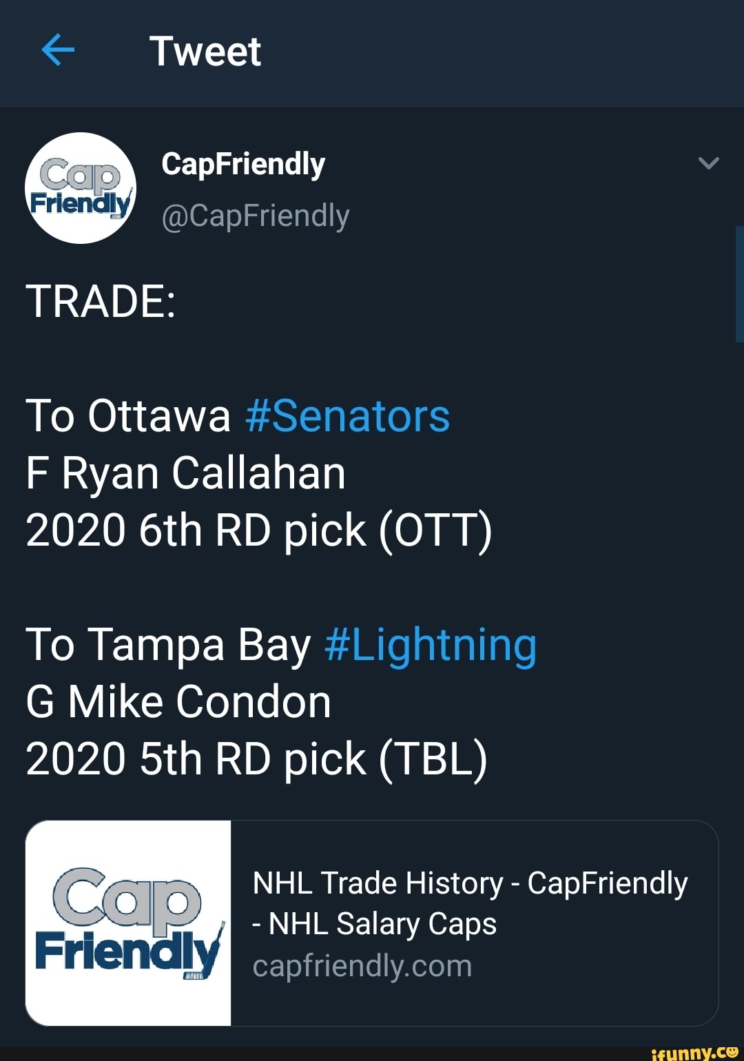 cap friendly ottawa senators