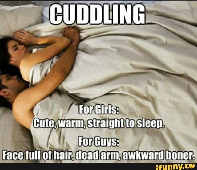 cuddling for guys vs girls meme