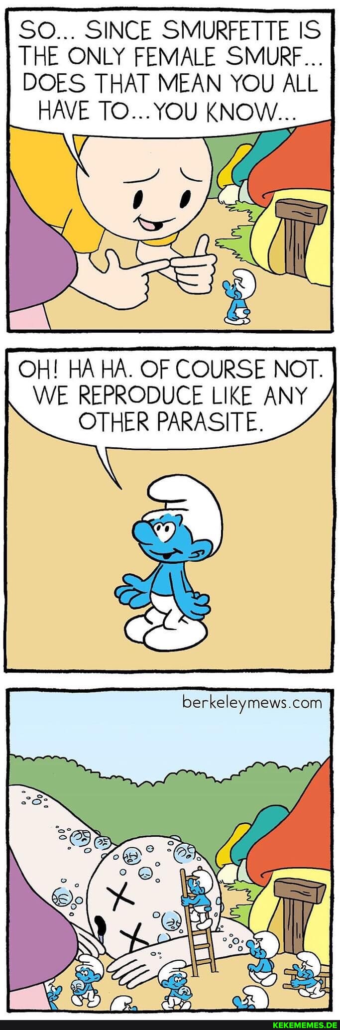 SO... SINCE SMURFETTE IS THE ONLY FEMALE SMURF... DOES THAT MEAN YOU ALL HAVE TO