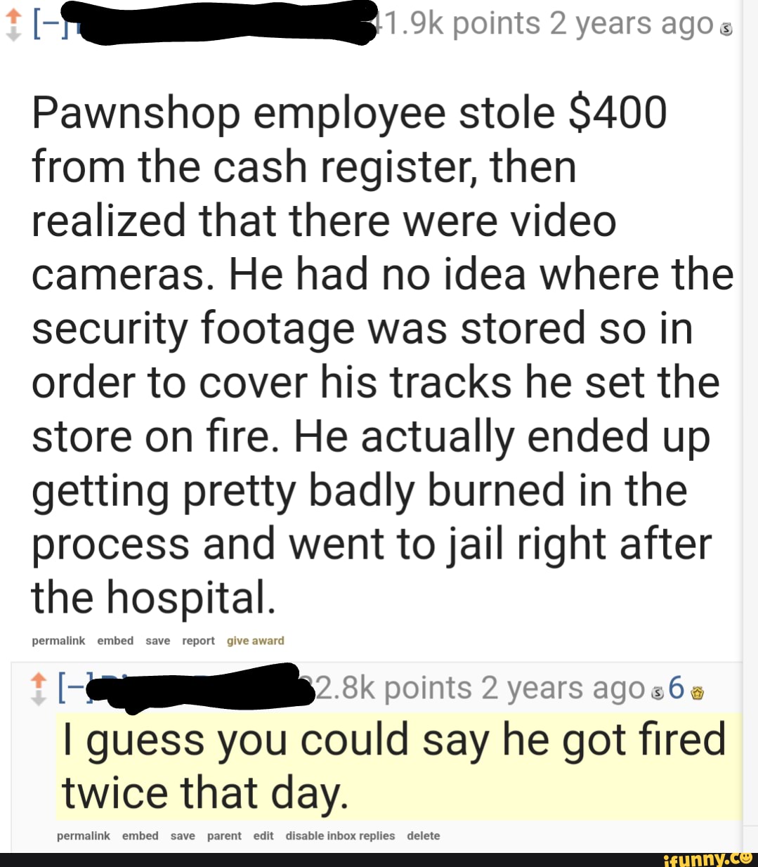 Points 2 Years Ago Pawnshop Employee Stole 400 From The Cash Register Then Realized That There