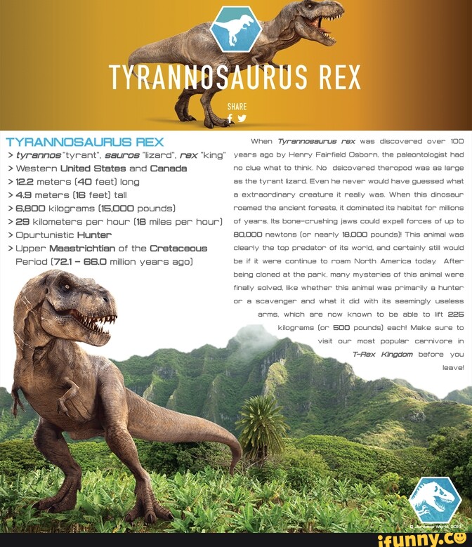 TYRANNOSAURUS REX TYRANNOSAURUS REX > tyrennos'tyrant', sauros 'lizard ...