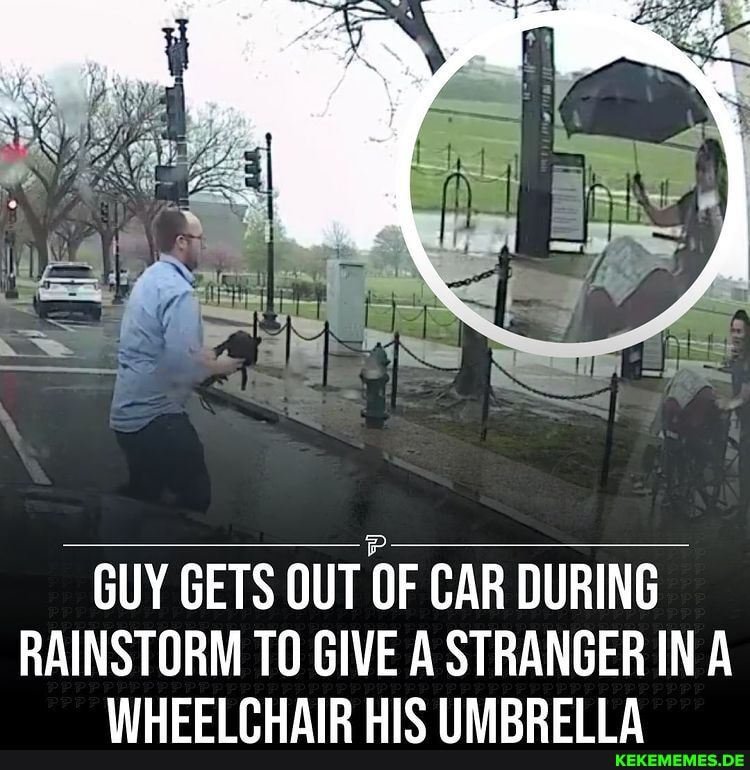 GUY GETS OUT OF CAR DURING RAINSTORM TO GIVE A STRANGER IN A PU AIR HICTIMPREIIT