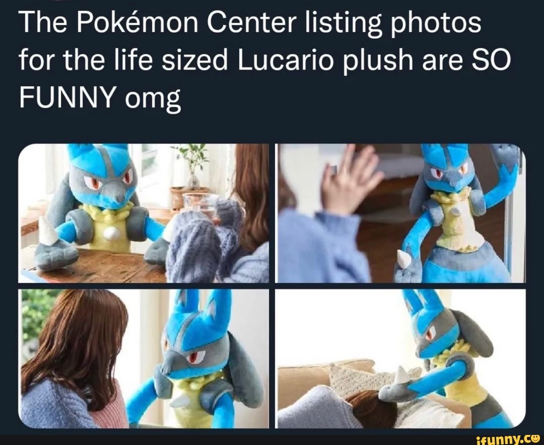 The Pokemon Center listing photos for the life sized Lucario plush are ...