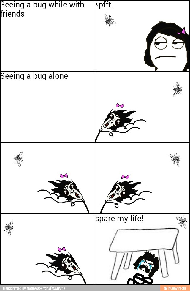 Seeing a bug while with
friends
Seeing a bug alone