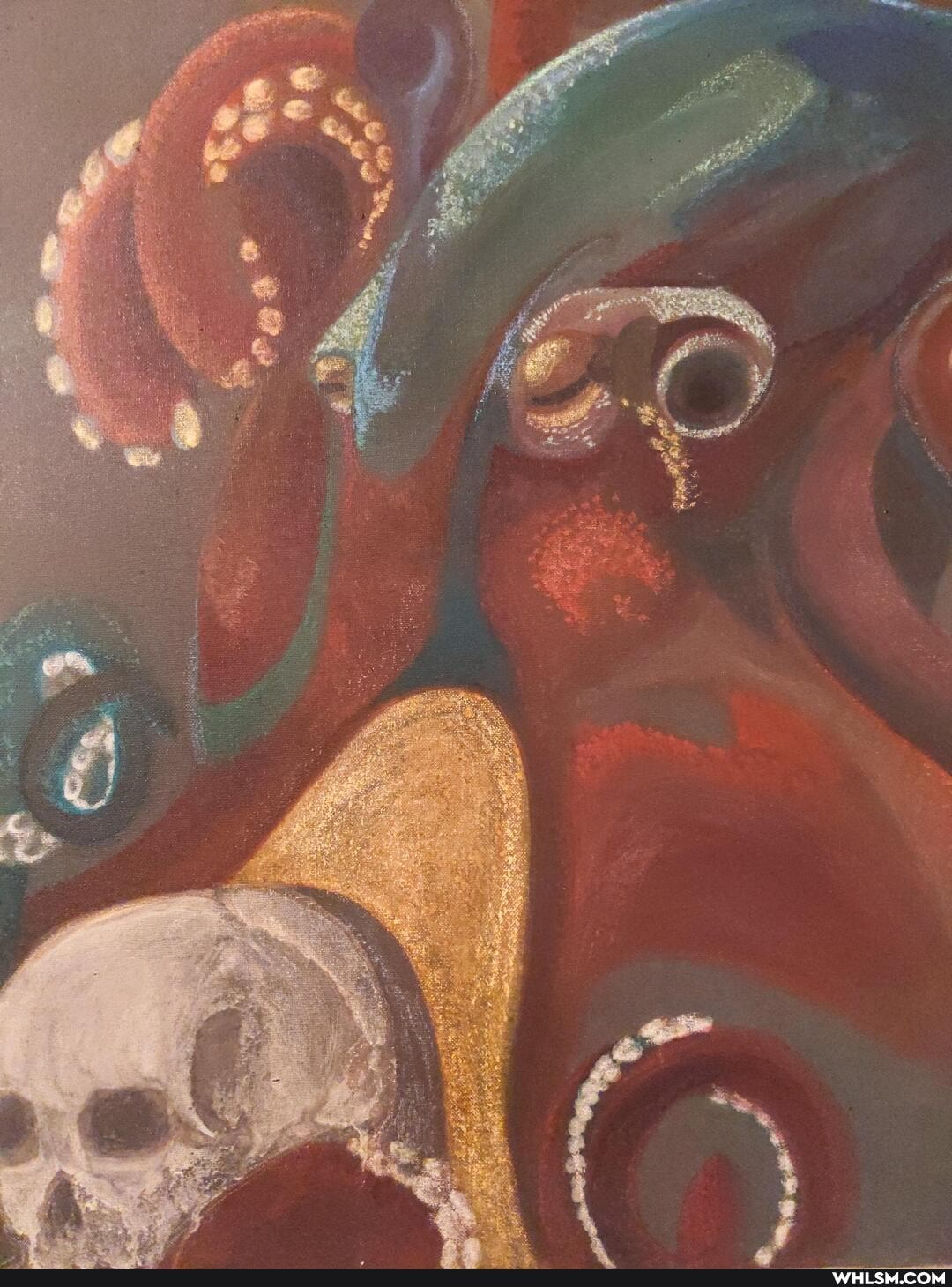 art, octopus, skull