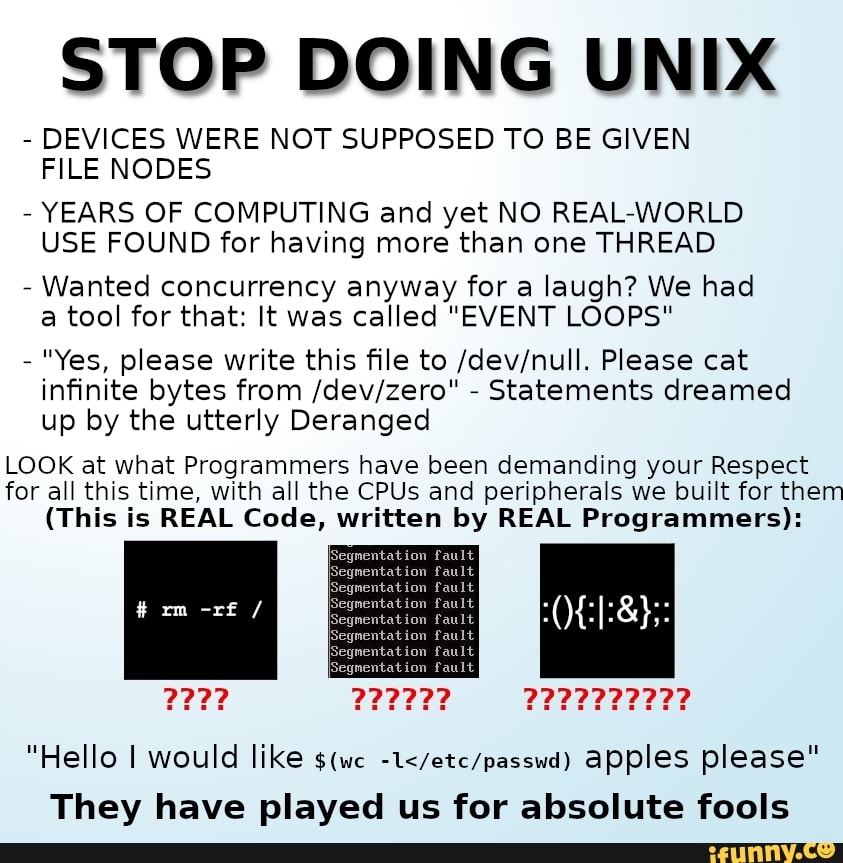 Unix memes. Best Collection of funny Unix pictures on iFunny