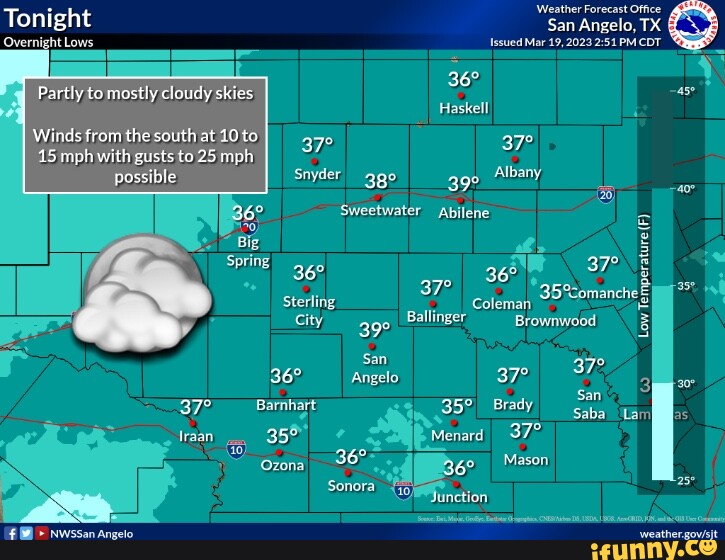 Tonight Weather Forecast Office San Angelo, TX Overnight Lows Issued