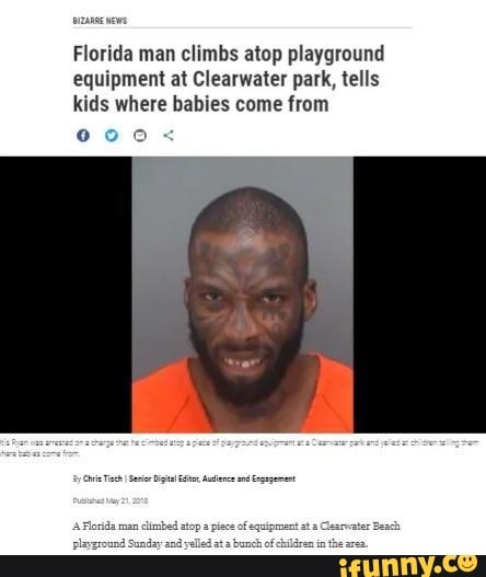 Florida man climbs atop playground equipment at Clearwater park, tells ...