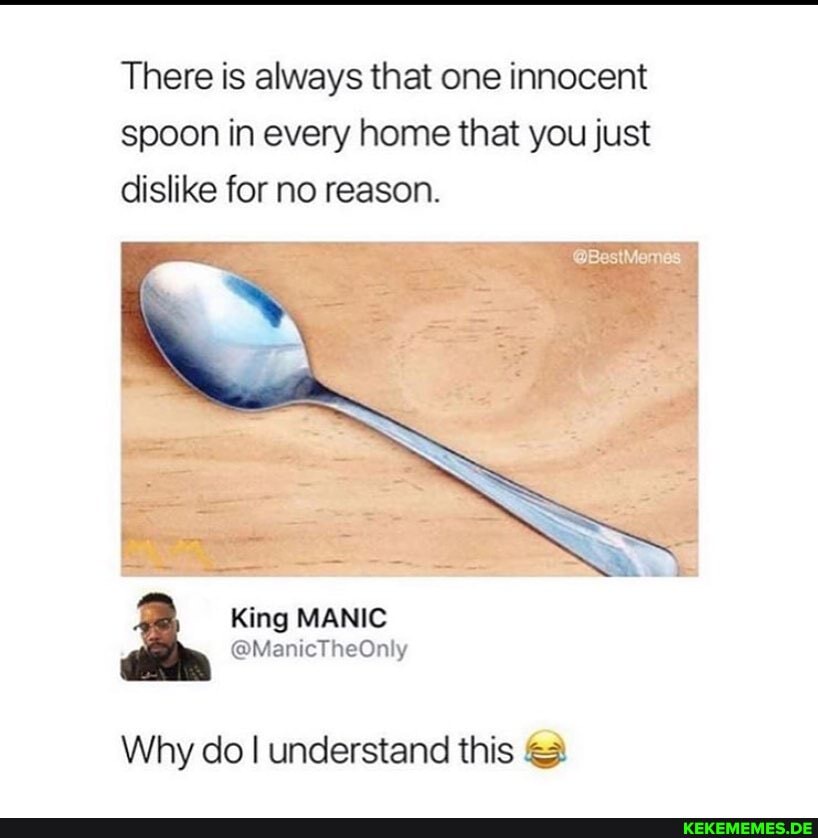 There is always that one innocent spoon in every home that you just dislike for no reason.
King MANIC
@ManicTheOnly
Why do I understand this