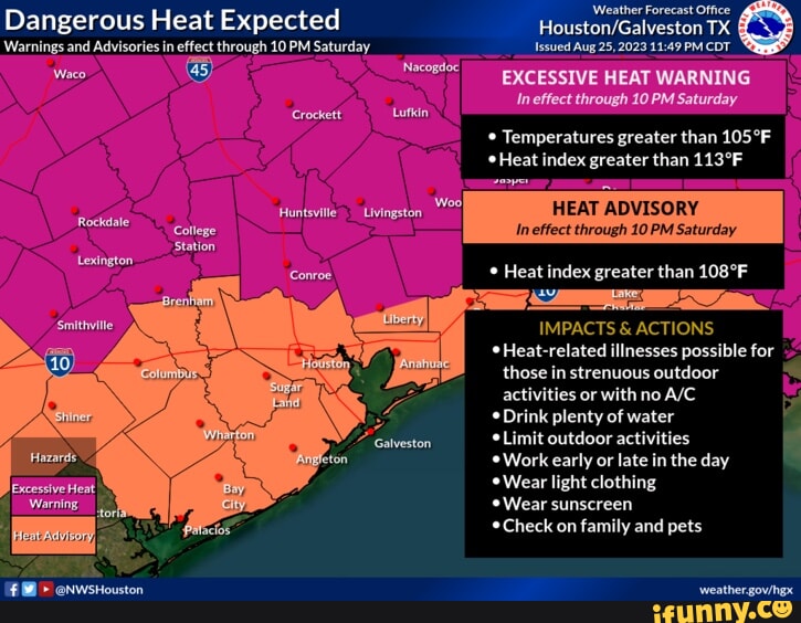 Dangerous Heat Expected Warnings and Advisories in effect through 10 PM