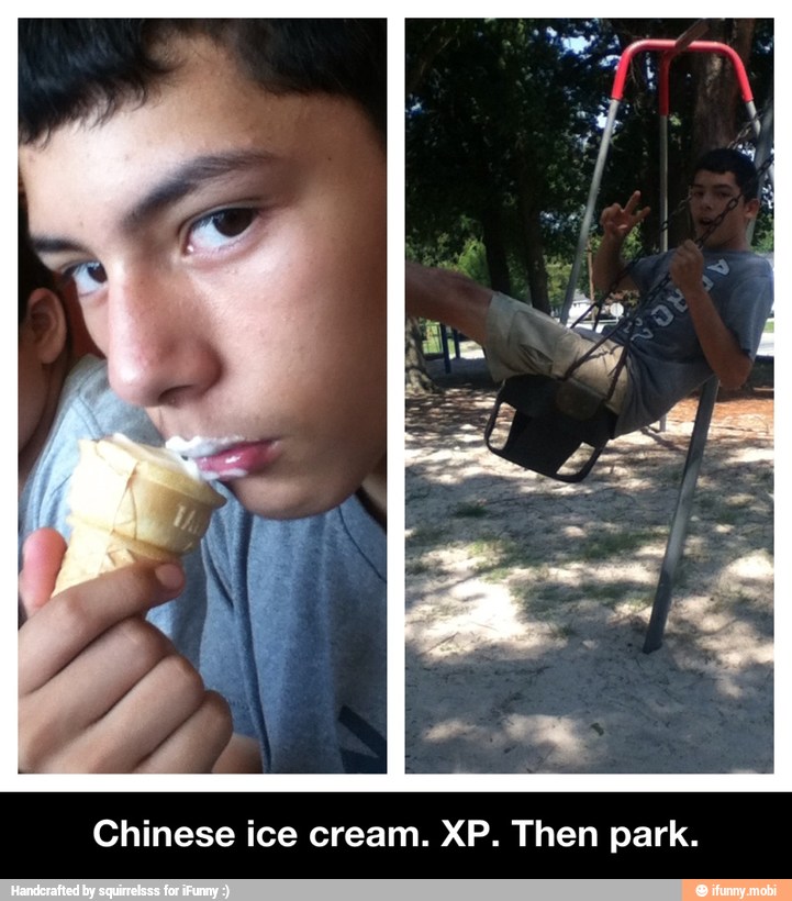 Chinese ice cream. XP. Then park. - Chinese ice cream. XP. Then park.