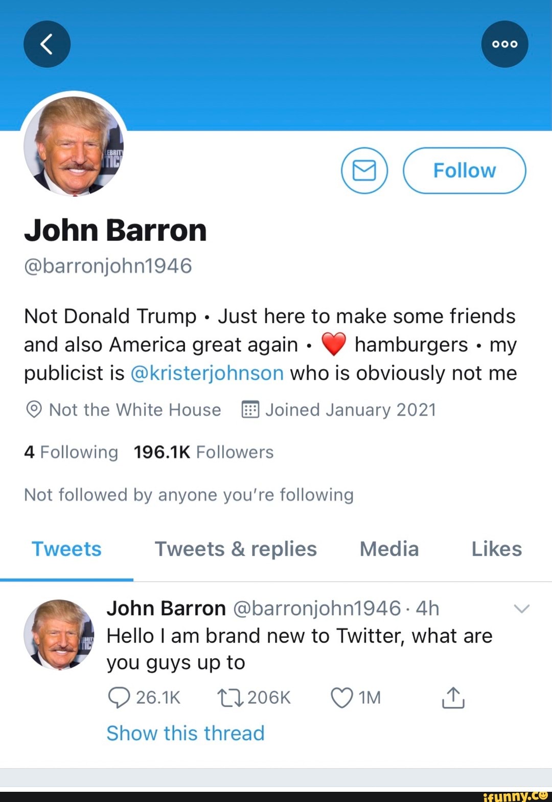 John barron twitter page