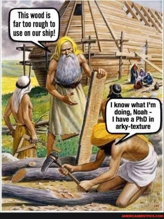 This wood is far too rough to use on our ship!
know what I'm doing, Noah -
Ihave a PhD in
