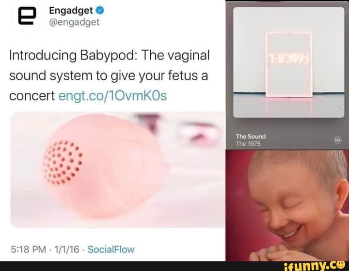 Engadget nergadget
Introducing Babypod: The vaginal
sound system to give your fetus a concert eng! co: TOvmKOs
PM 116 SocialFlow