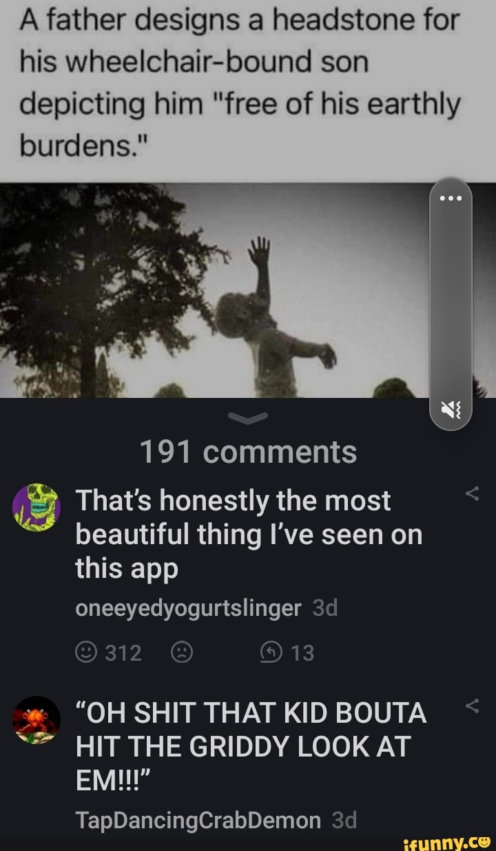 A father designs a headstone for his wheelchairbound son depicting him