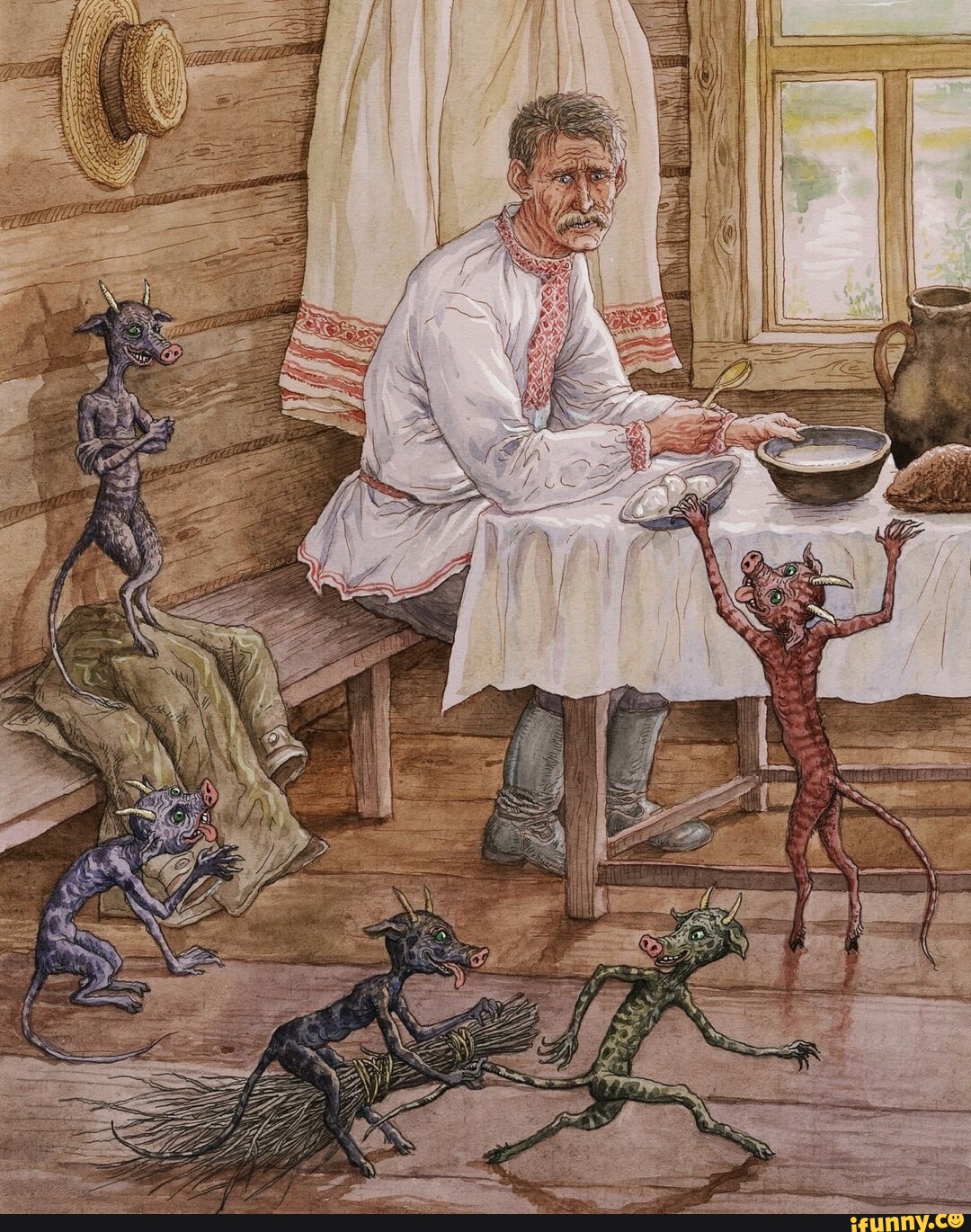 spookyseason, spookyscaryskeletons, demon, imp, cabin