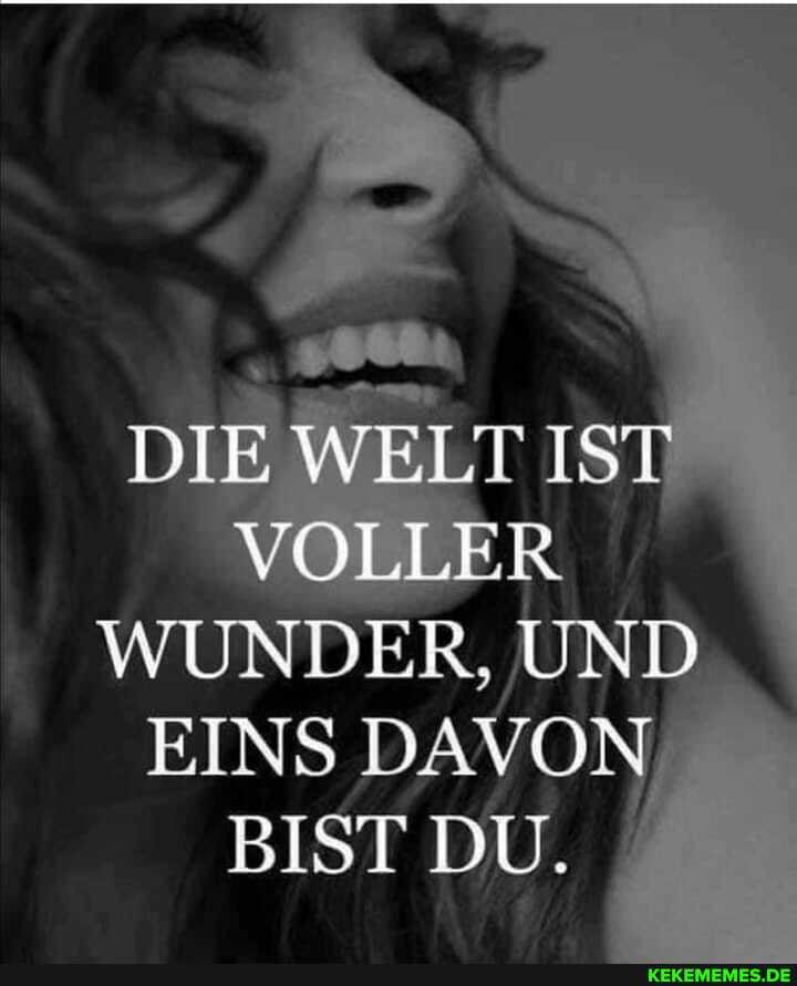 DIE WELT WELT IST VOLLER
WUNDER, UND EINS DAVON BIST DU.