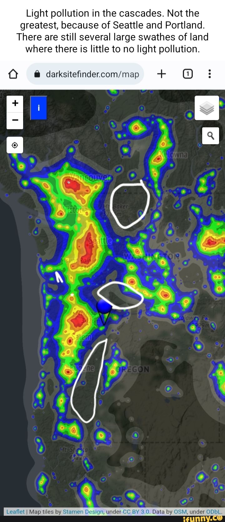 Light Pollution In The Cascades Not The Greatest Because Of Seattle And Portland There Are 5751