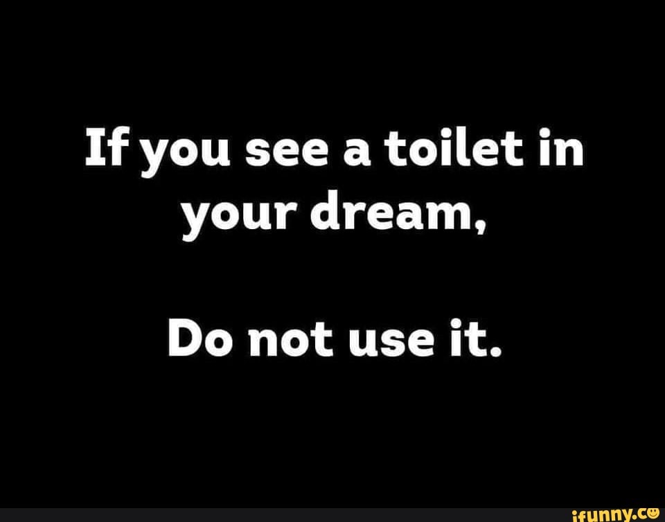If you see a toilet in your dream, Do not use it. iFunny