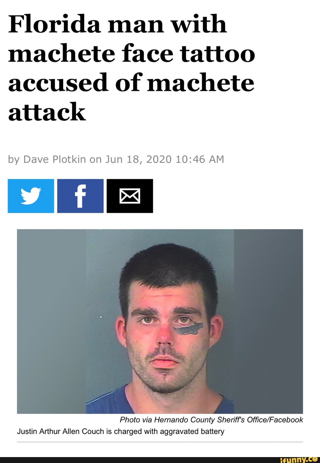 Florida man with machete face tattoo accused of machete attack by Dave ...