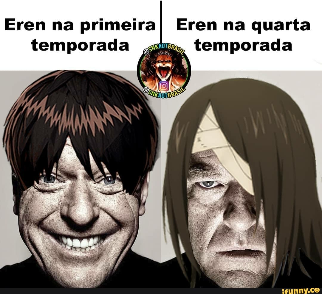 Eren na primeira I Eren na quarta temporada