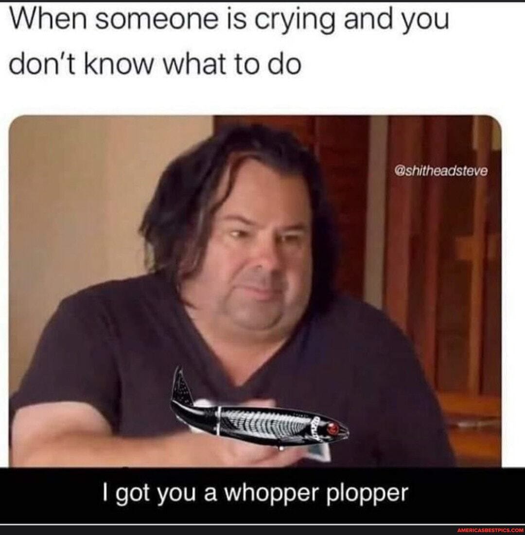 When someone is crying and you don't know what to do
I got you a whopper plopper