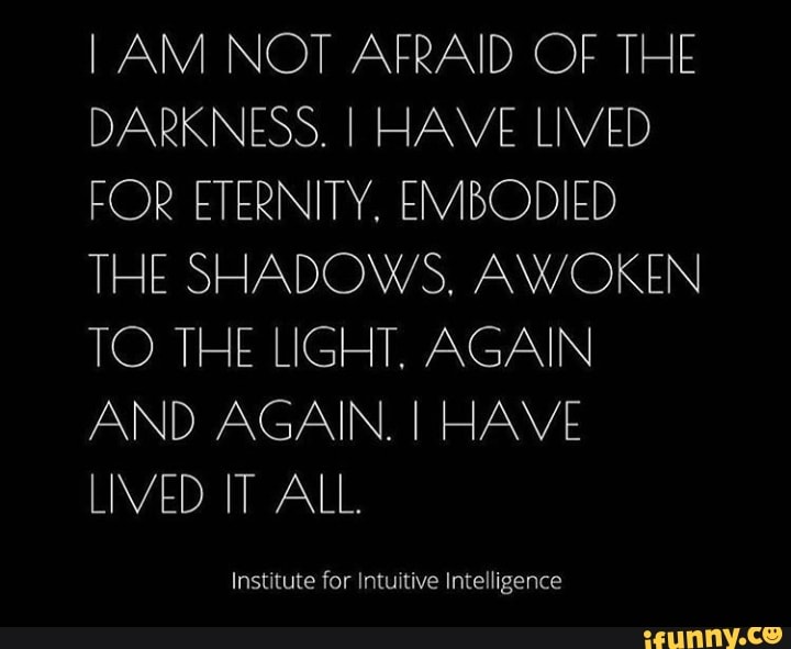 I AM NOT AFRAID OF THE DARKNESS. I HAVE LIVED FOR ETERNITY, EMBODIED ...