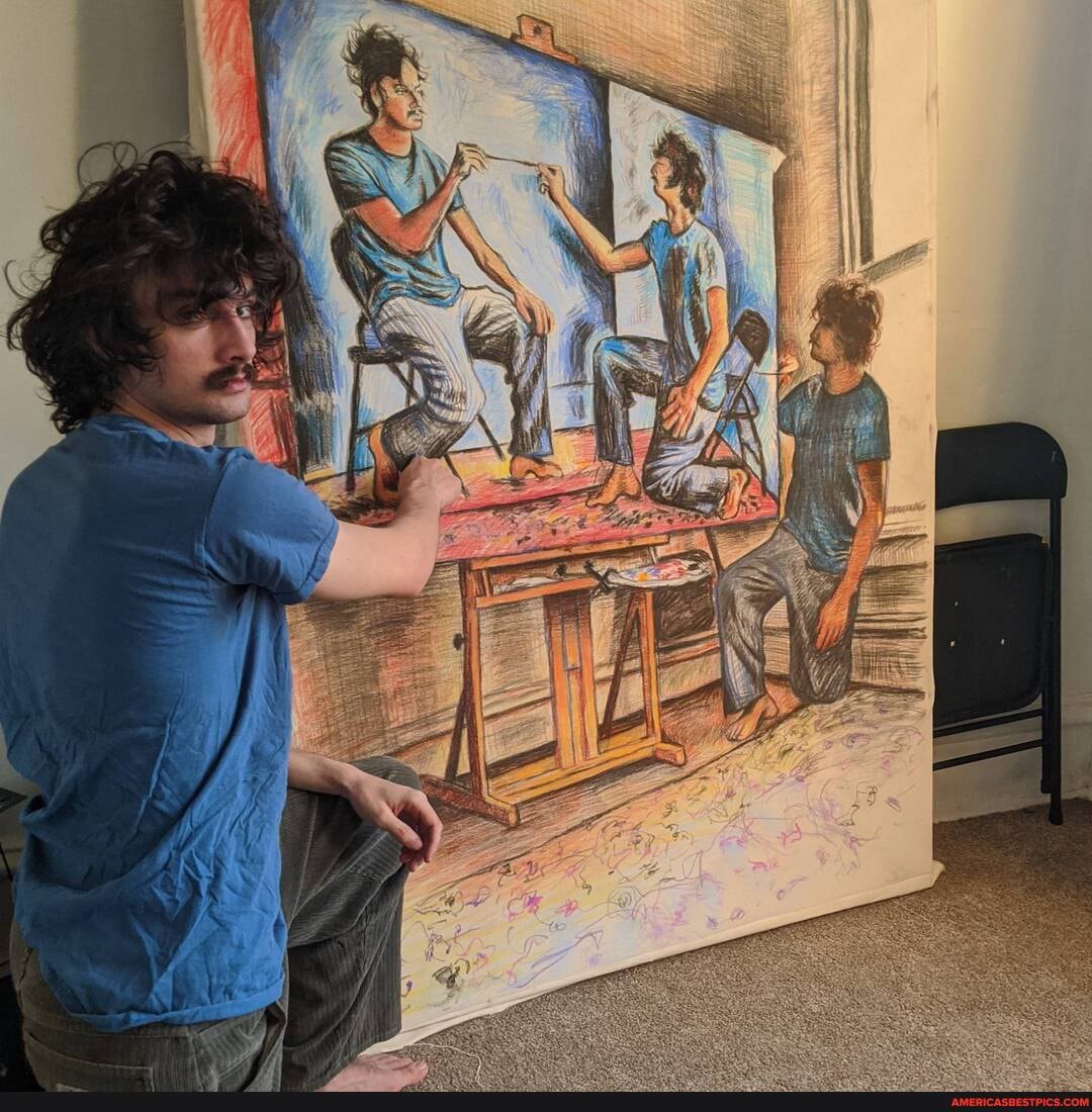 drew, painting, oil, pastels, ca
