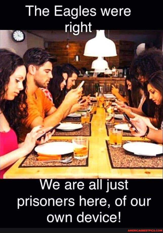 The Eagles were right
We are all just
prisoners here, of our own device!