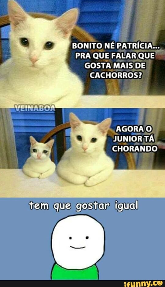 BONITO NÉ PATRÍCIA...
PRA QUE FALAR QUE
GOSTA MAIS DE
CACHORROS?
AGORA O
CHORANDO